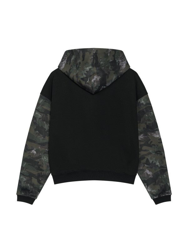 Unisex Colorblock Camo Full Zip Boxy Hoodie