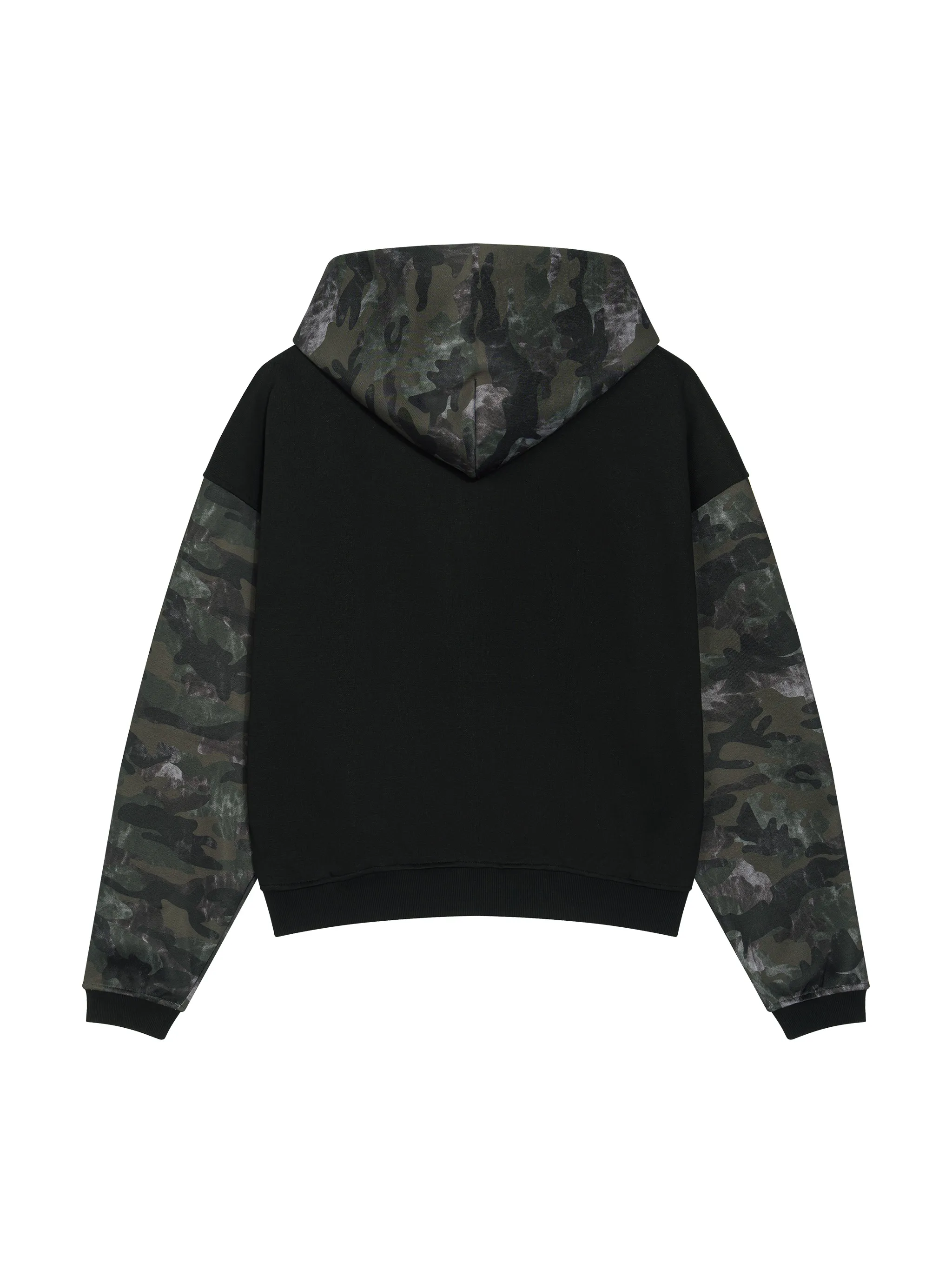 Unisex Colorblock Camo Full Zip Boxy Hoodie