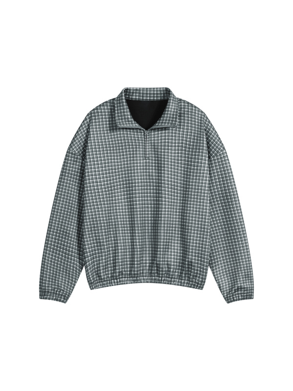 Unisex Plaid Quarter-Zip Sweatshirt