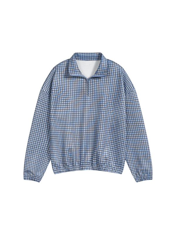 Unisex Plaid Quarter-Zip Sweatshirt