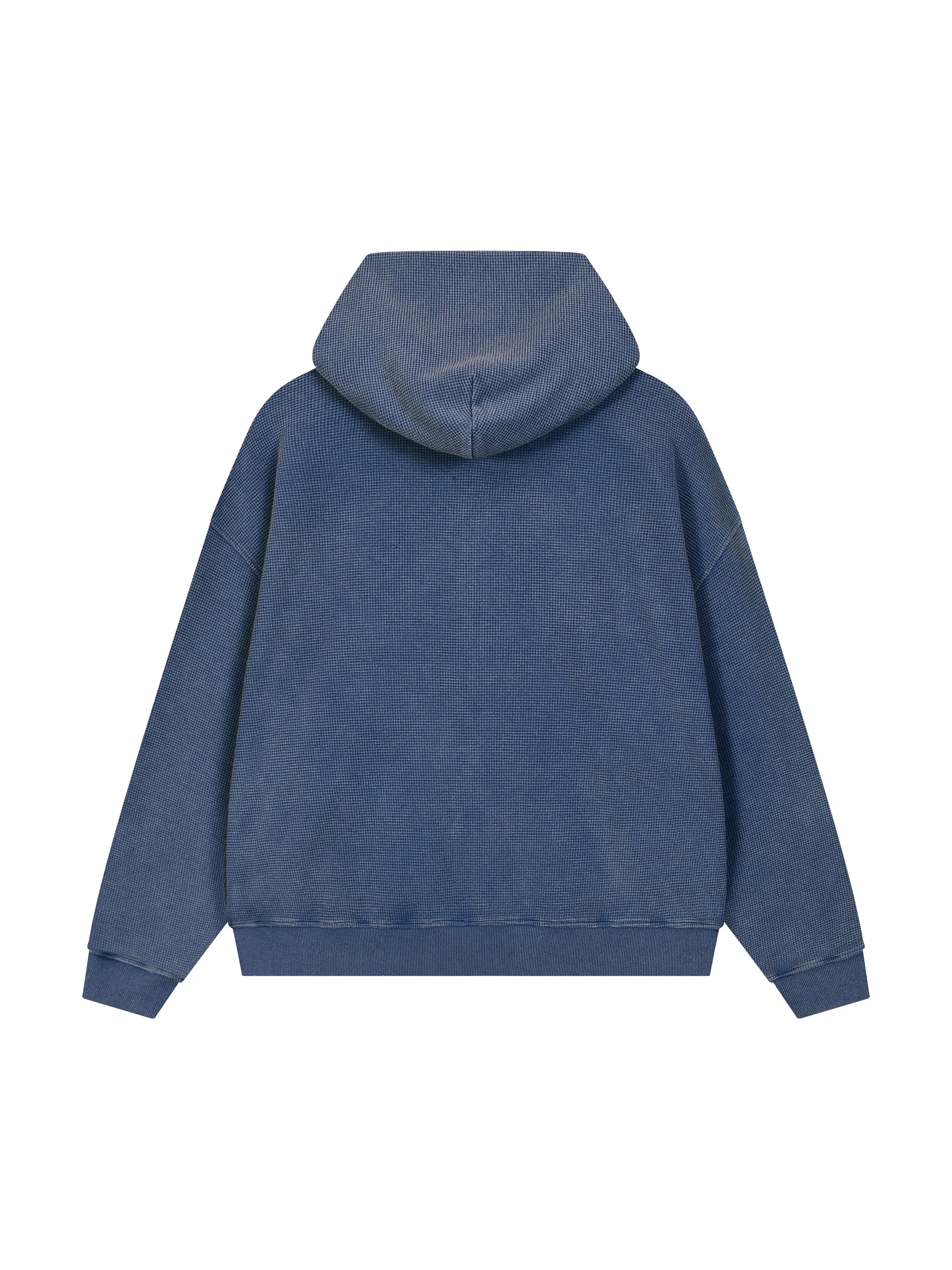 Unisex Vintage Wash Boxy Waffle Full Zip Hoodie