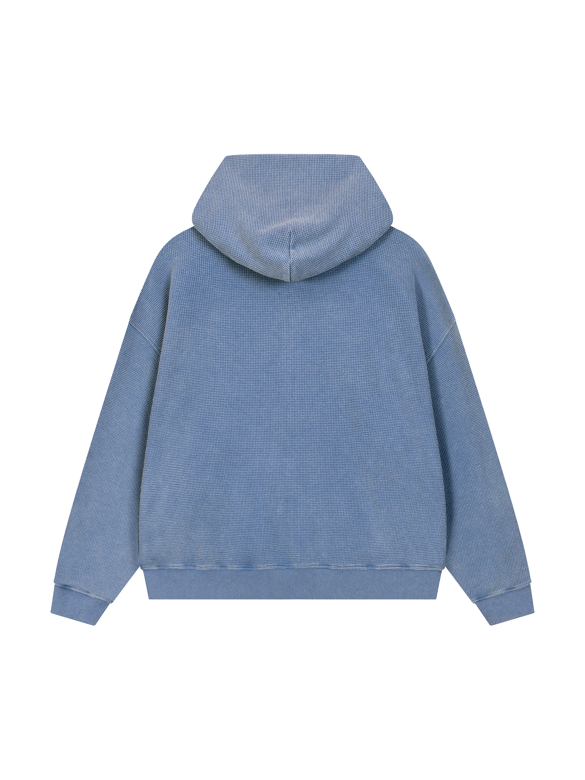 Unisex Vintage Wash Boxy Waffle Full Zip Hoodie
