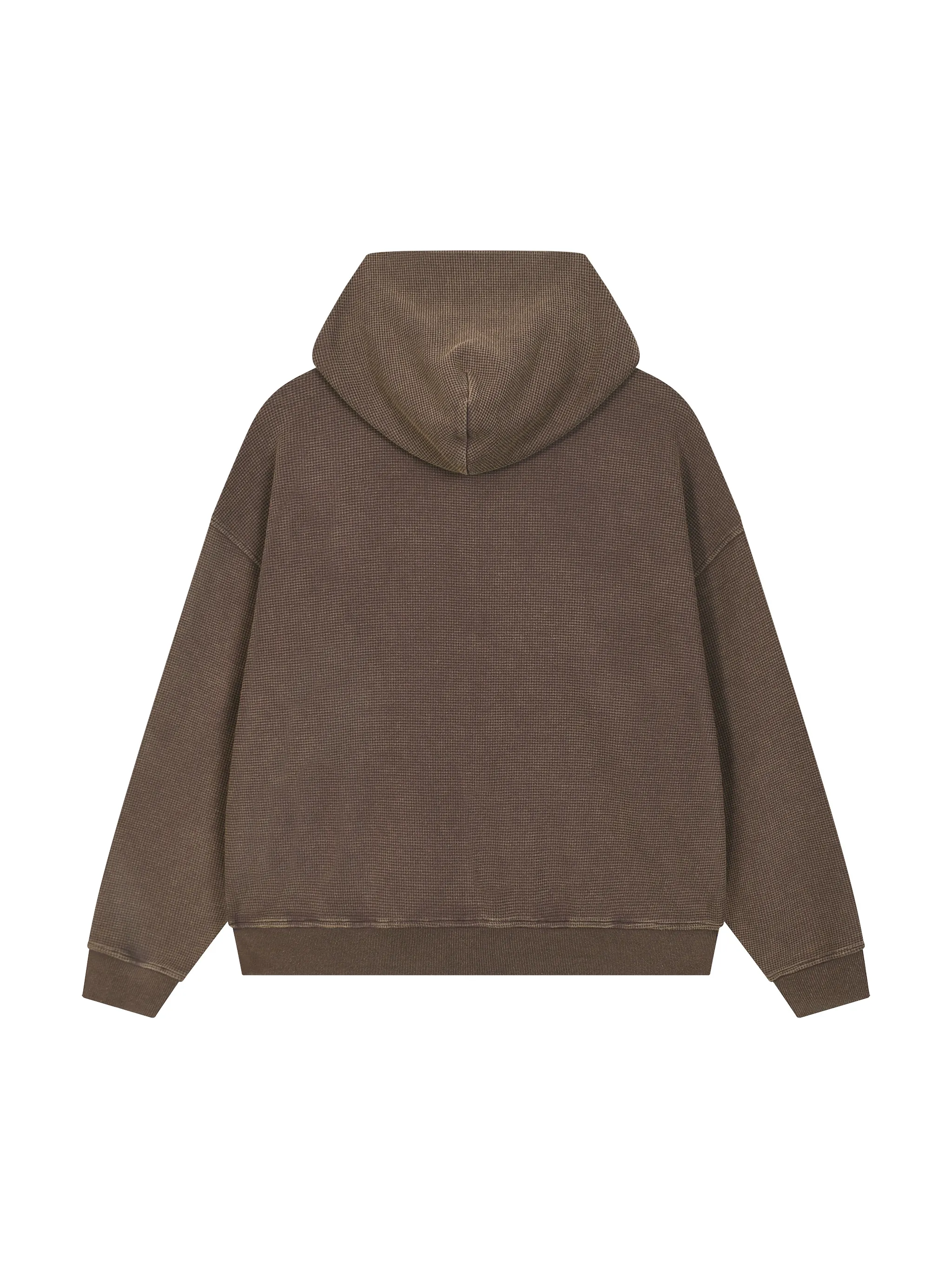 Unisex Vintage Wash Boxy Waffle Full Zip Hoodie