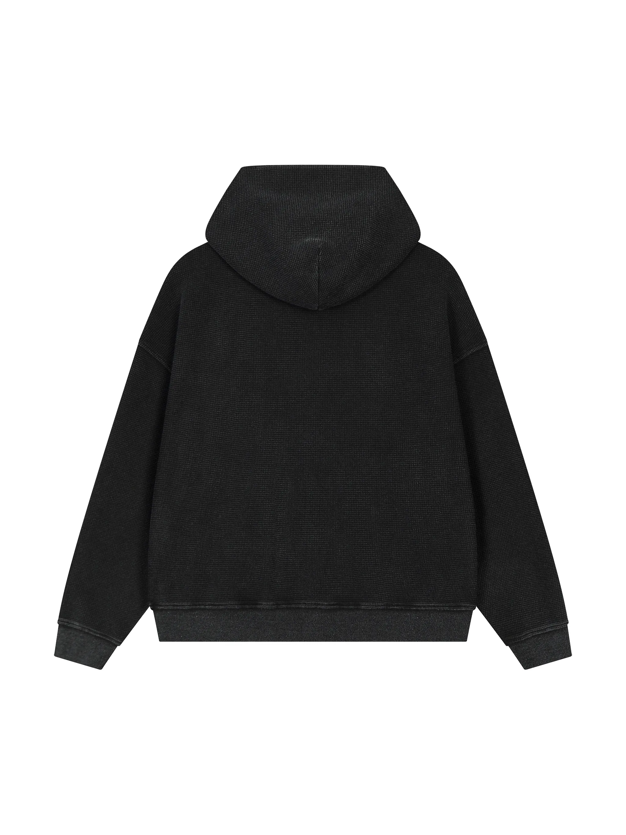 Unisex Vintage Wash Boxy Waffle Full Zip Hoodie
