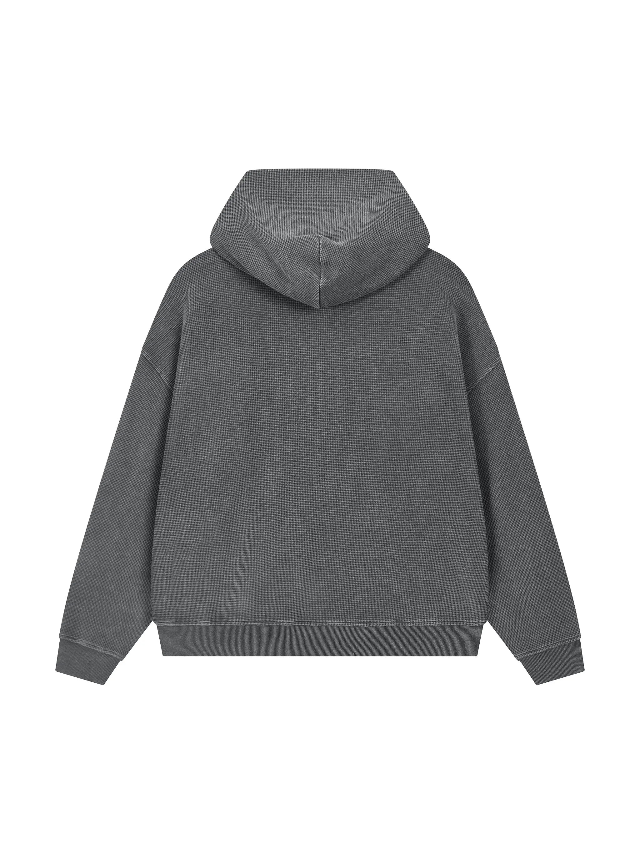 Unisex Vintage Wash Boxy Waffle Full Zip Hoodie