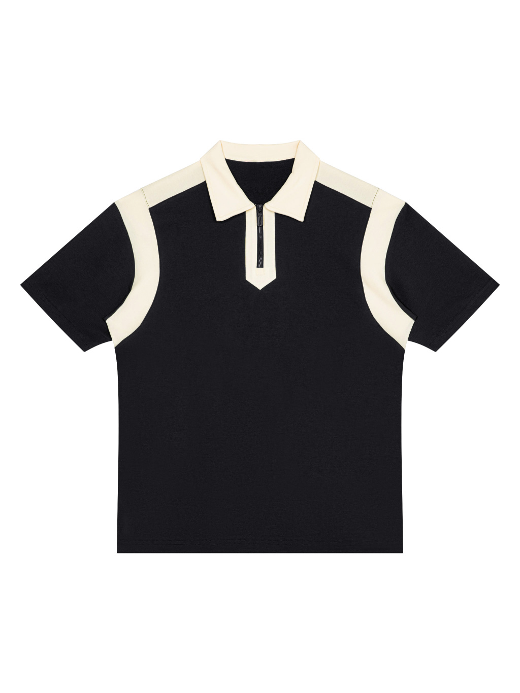 Unisex Color Block Quarter Zip Polo Shirt