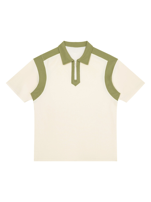 Unisex Color Block Quarter Zip Polo Shirt