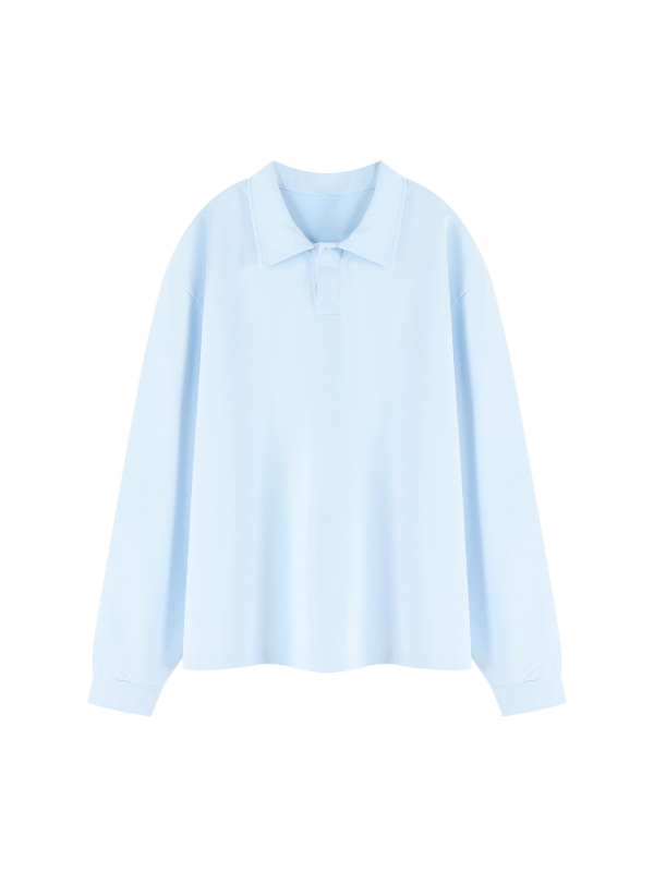 Unisex Loose Long Sleeve Polo Shirt