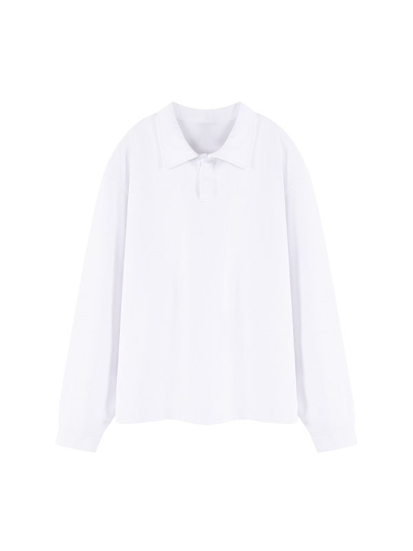 Unisex Loose Long Sleeve Polo Shirt