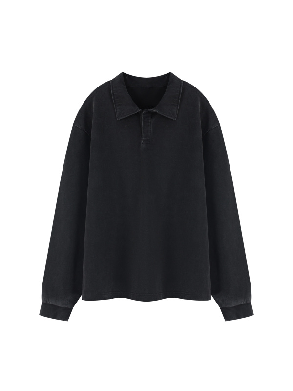 Unisex Loose Long Sleeve Polo Shirt