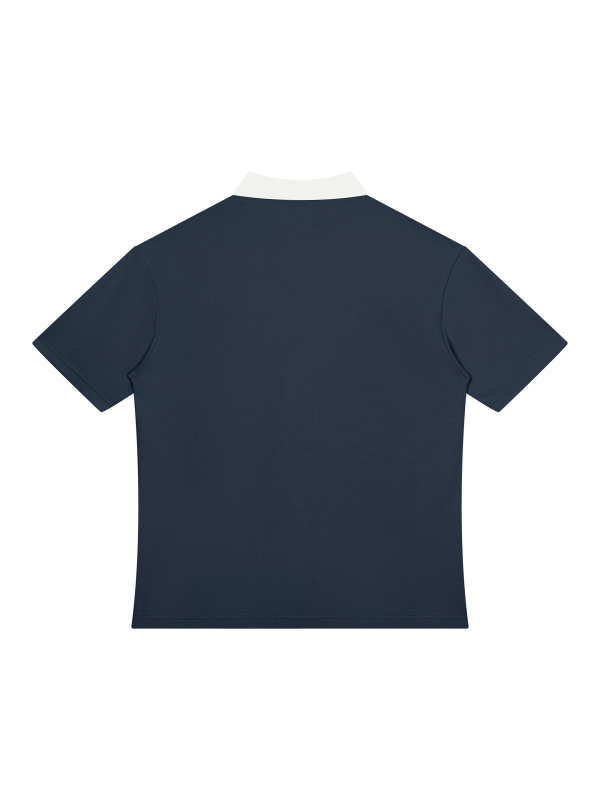 Unisex Color Block Quarter-Zip Polo Shirt