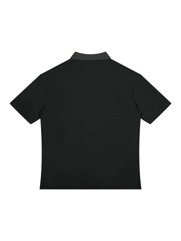 Unisex Color Block Quarter-Zip Polo Shirt