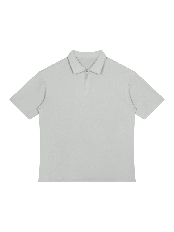 Unisex Color Block Quarter-Zip Polo Shirt