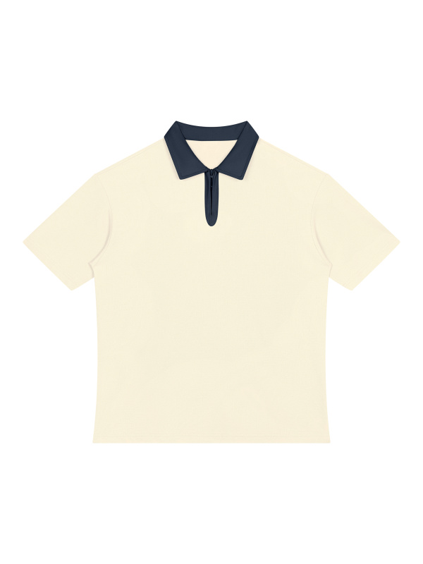 Unisex Color Block Quarter-Zip Polo Shirt