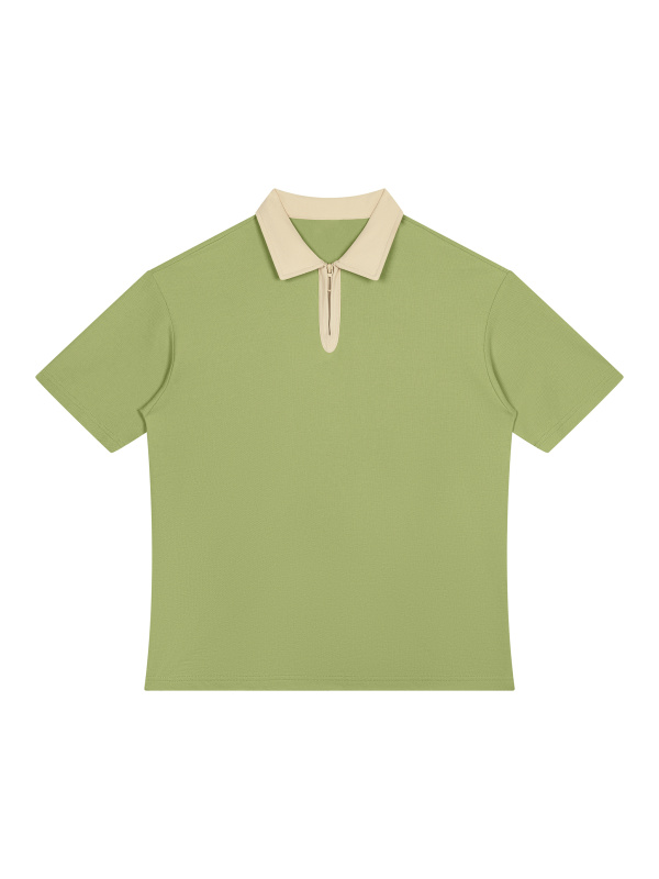 Unisex Color Block Quarter-Zip Polo Shirt
