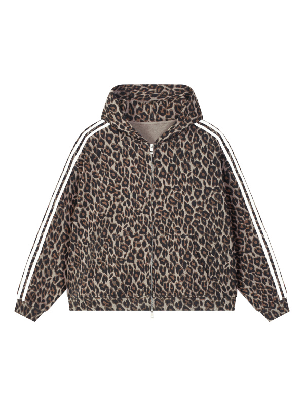 Unisex Leopard Full Zip Hoodie