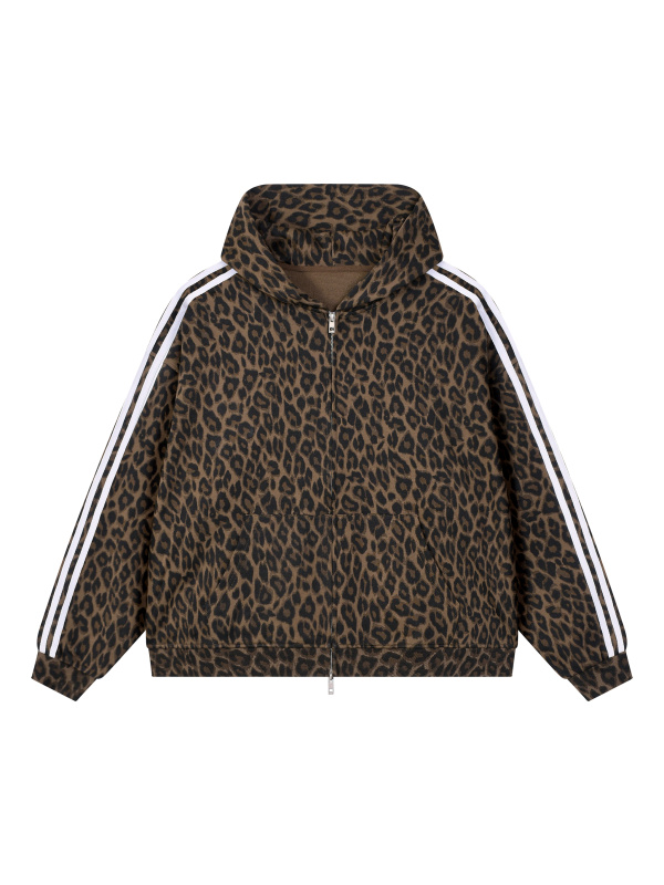 Unisex Leopard Full Zip Hoodie