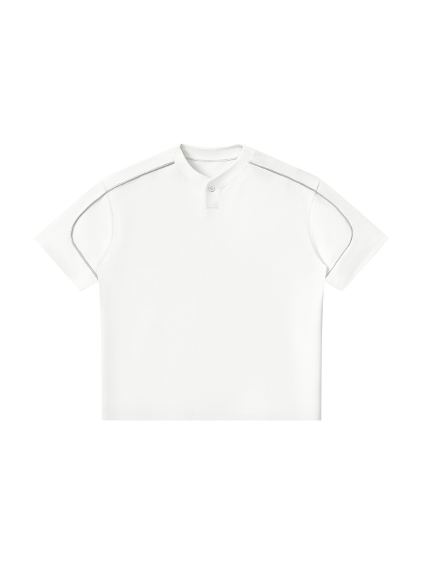 Unisex Oversized Piping Henley T-Shirt