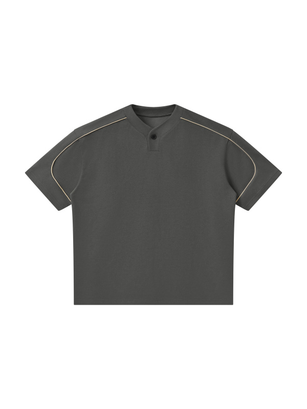 Unisex Oversized Piping Henley T-Shirt