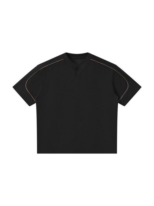 Unisex Oversized Piping Henley T-Shirt