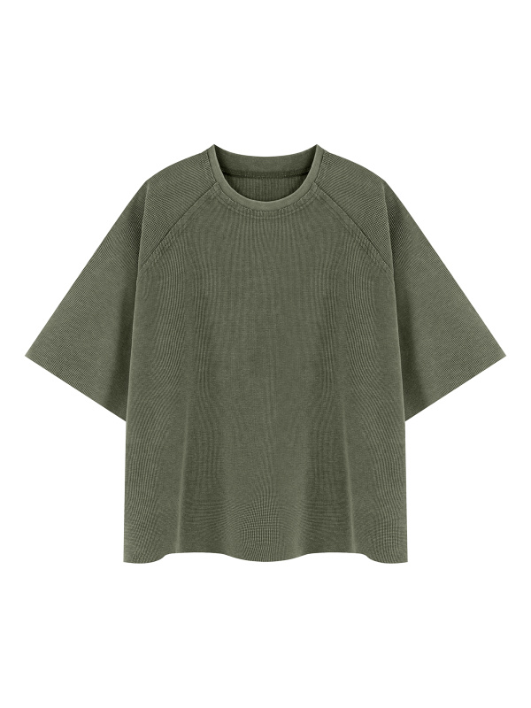 Unisex Mineral Wash Boxy Waffle T-Shirt