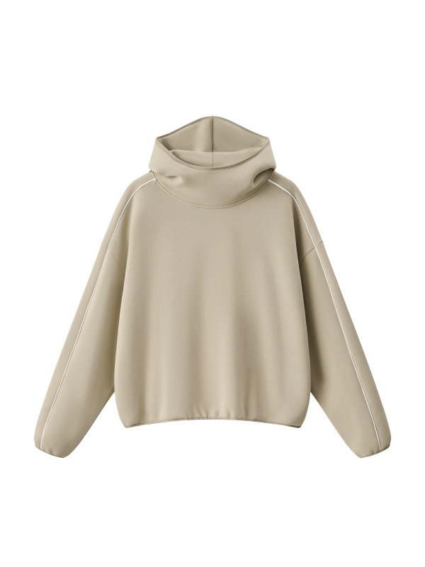 Unisex Boxy Piping Fleece Hoodie