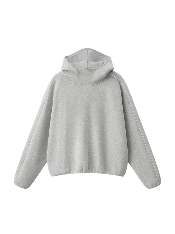 Unisex Boxy Piping Fleece Hoodie