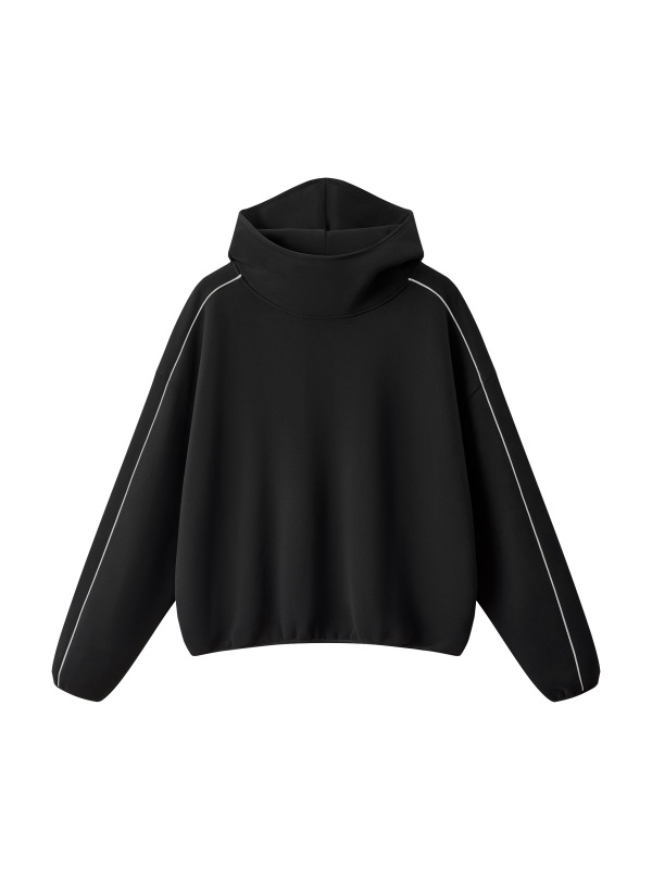 Unisex Boxy Piping Fleece Hoodie