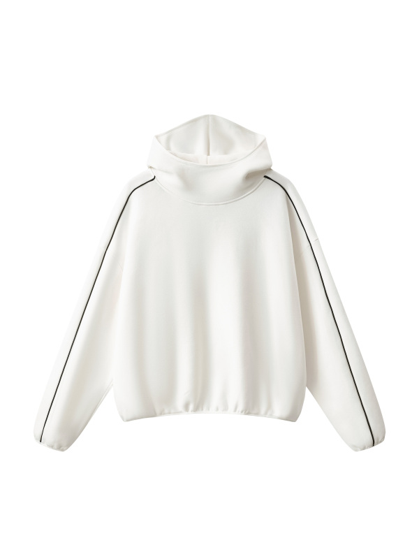 Unisex Boxy Piping Fleece Hoodie