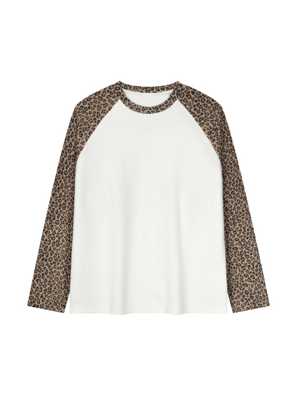 Unisex Leopard Panel Raglan Sleeve T-Shirt