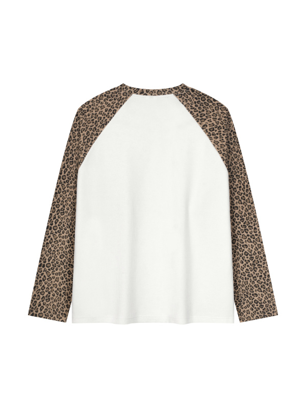 Unisex Leopard Panel Raglan Sleeve T-Shirt