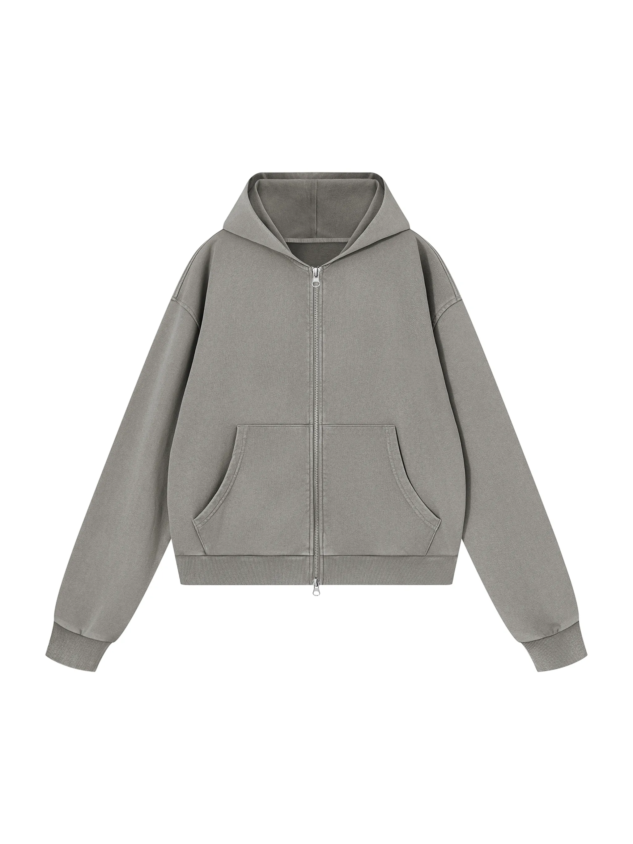 Unisex Mineral Wash Boxy Full Zip Hoodie