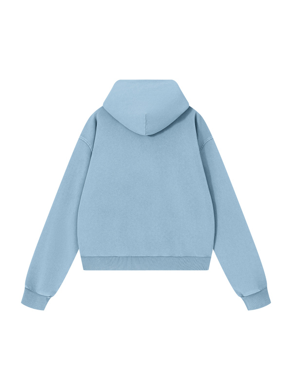 Unisex Mineral Wash Boxy Full Zip Hoodie