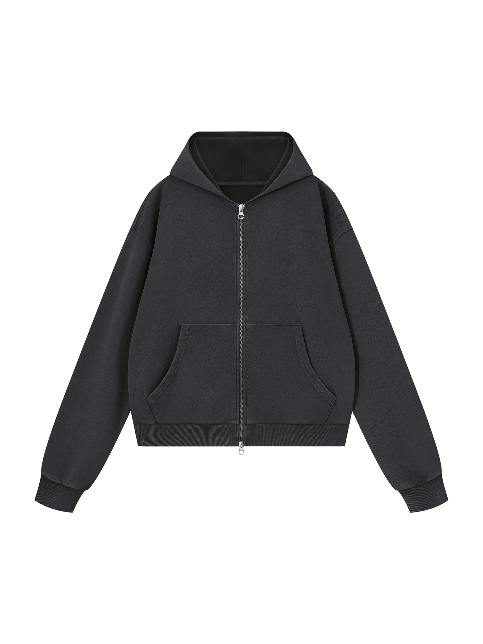 Unisex Mineral Wash Boxy Full Zip Hoodie