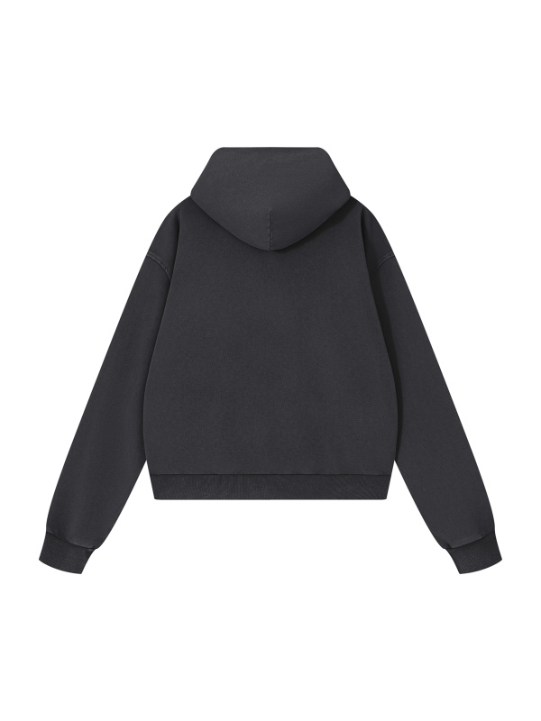 Unisex Mineral Wash Boxy Full Zip Hoodie