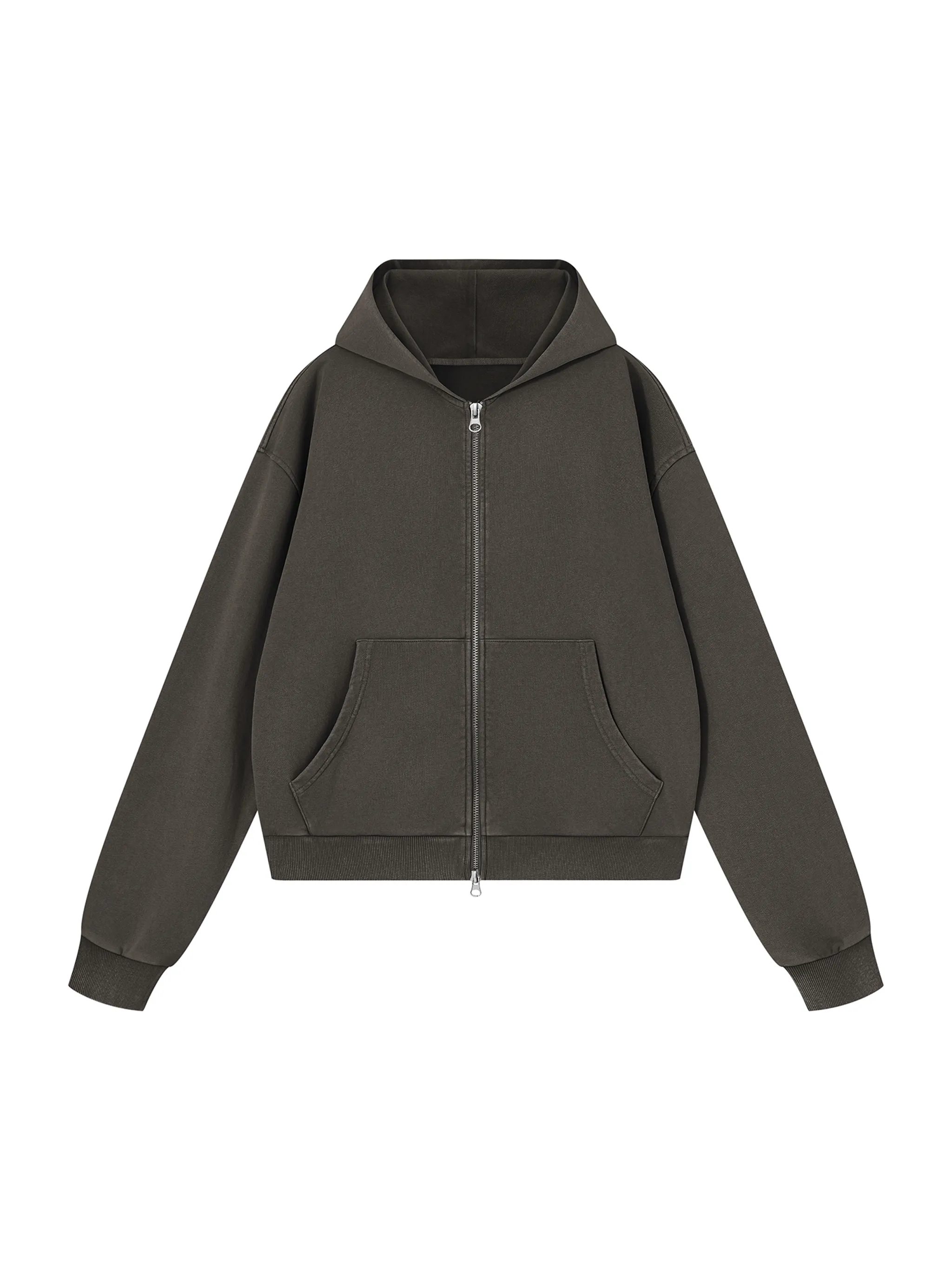 Unisex Mineral Wash Boxy Full Zip Hoodie