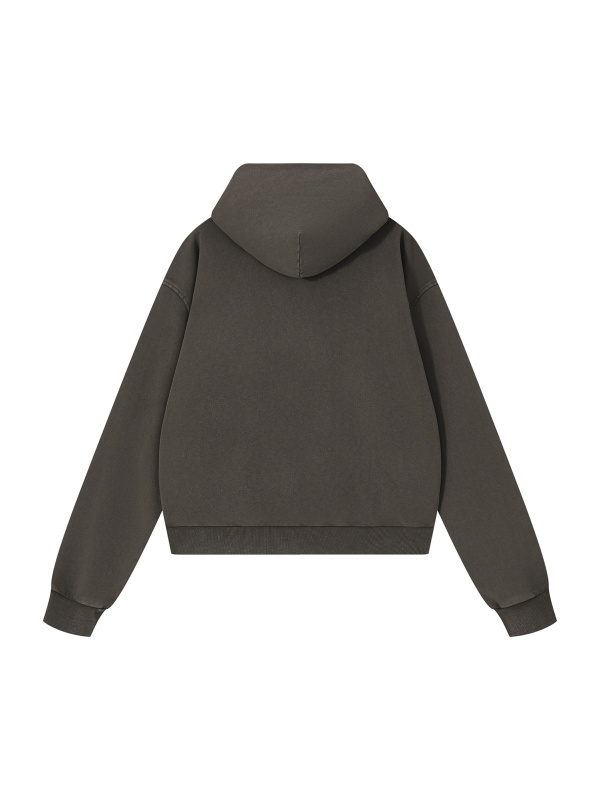 Unisex Mineral Wash Boxy Full Zip Hoodie