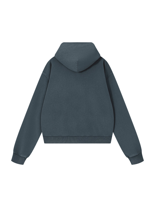Unisex Mineral Wash Boxy Full Zip Hoodie