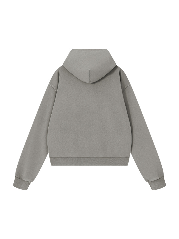 Unisex Mineral Wash Boxy Full Zip Hoodie