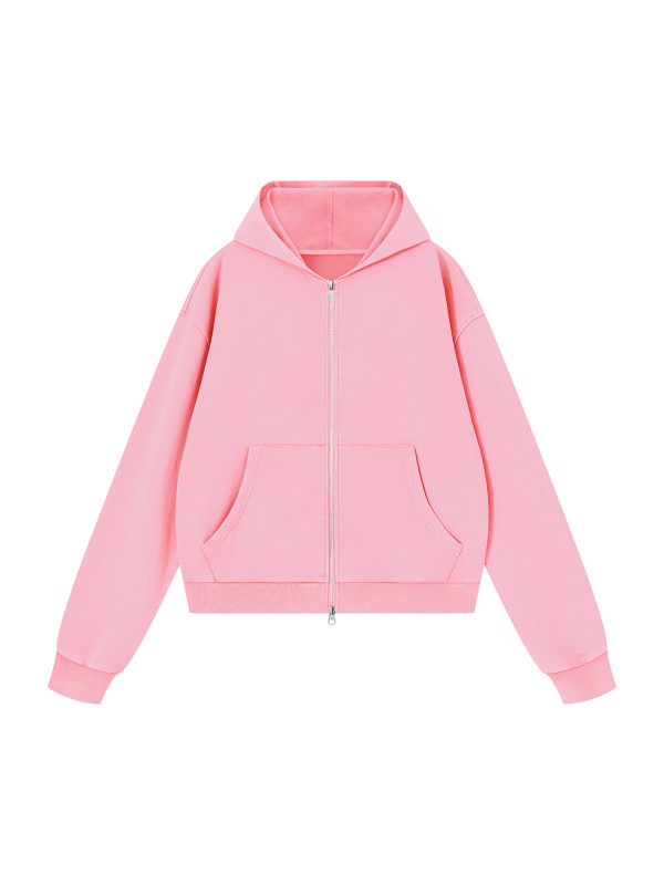 Unisex Mineral Wash Boxy Full Zip Hoodie