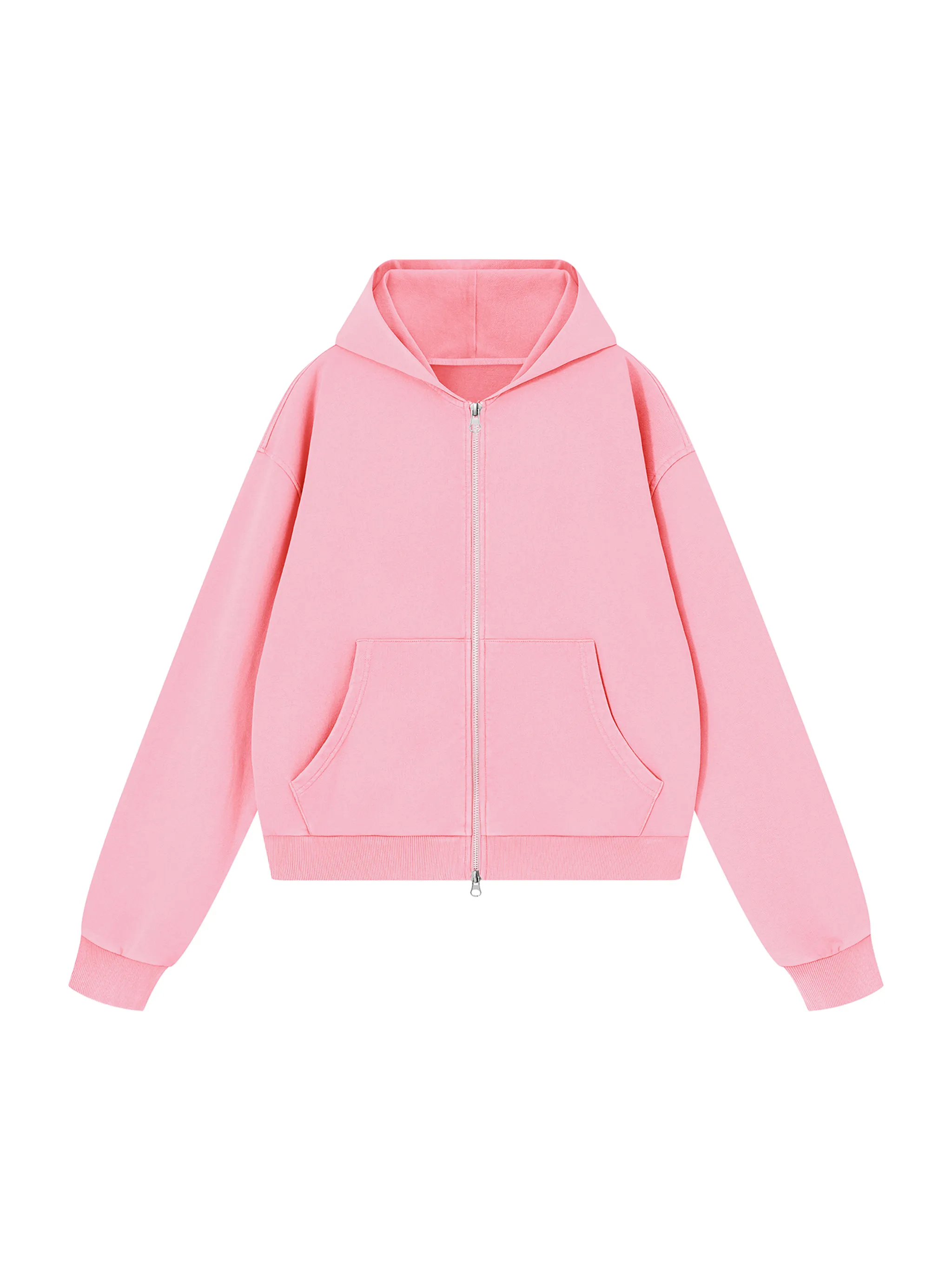 Unisex Mineral Wash Boxy Full Zip Hoodie