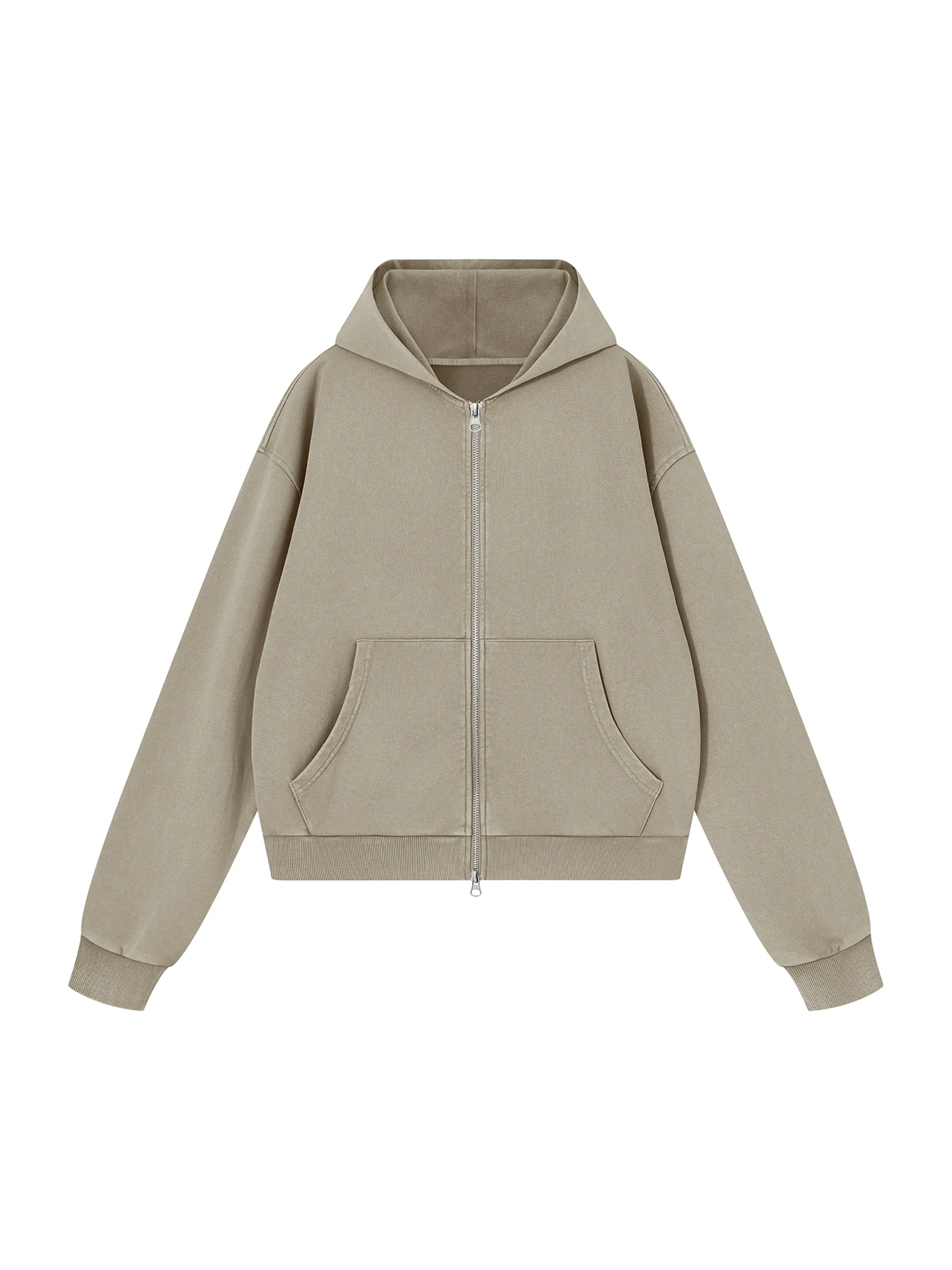 Unisex Mineral Wash Boxy Full Zip Hoodie
