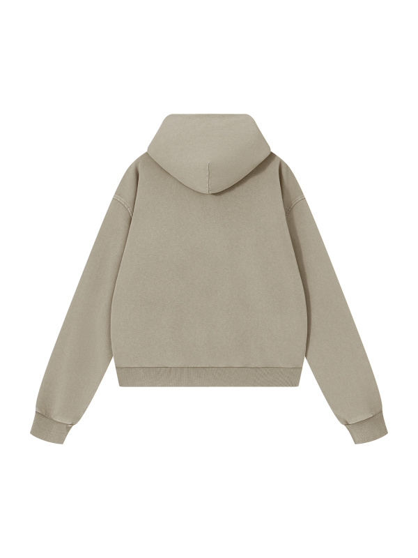 Unisex Mineral Wash Boxy Full Zip Hoodie