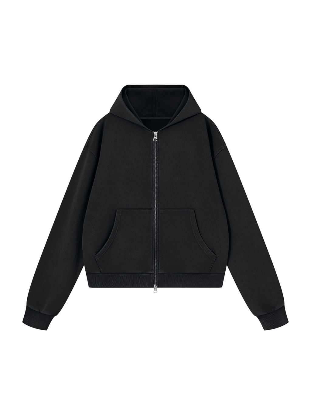 Unisex Mineral Wash Boxy Full Zip Hoodie