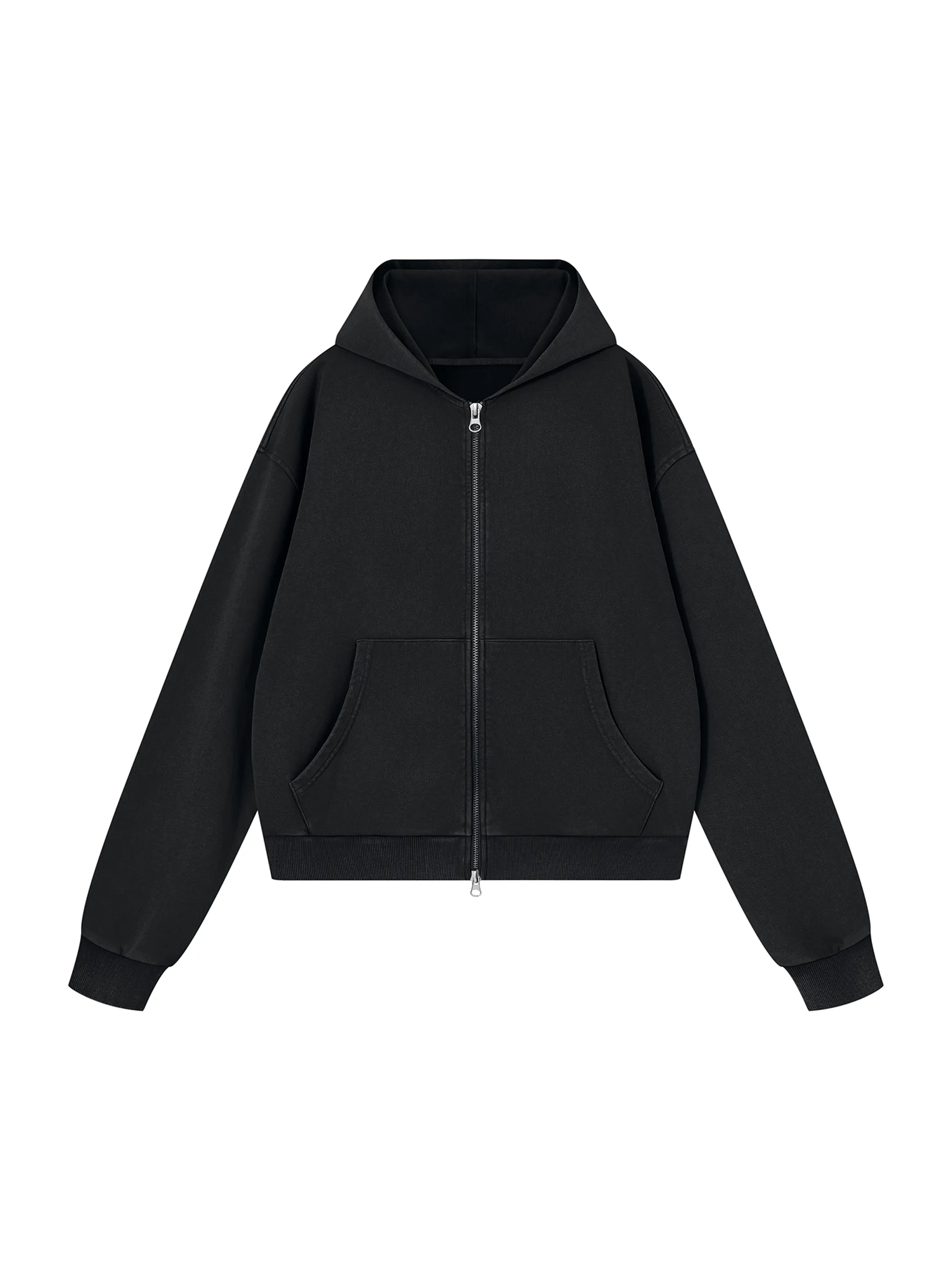 Unisex Mineral Wash Boxy Full Zip Hoodie