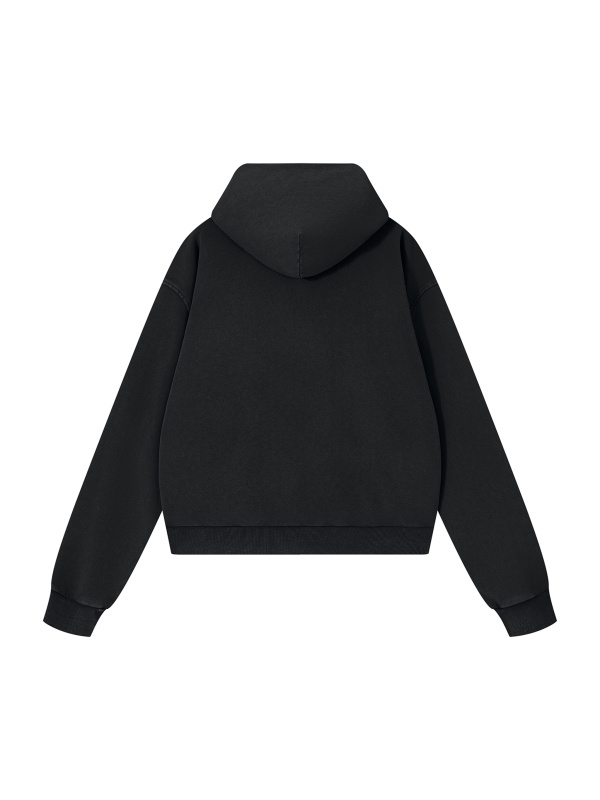 Unisex Mineral Wash Boxy Full Zip Hoodie