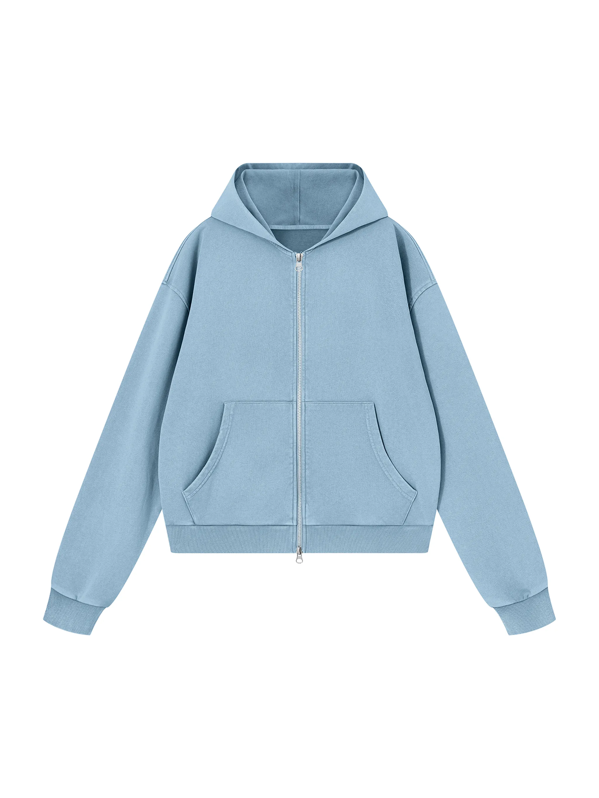 Unisex Mineral Wash Boxy Full Zip Hoodie