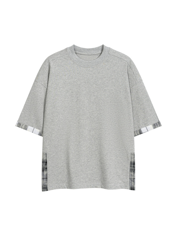 Unisex Plaid Paneled T-Shirt
