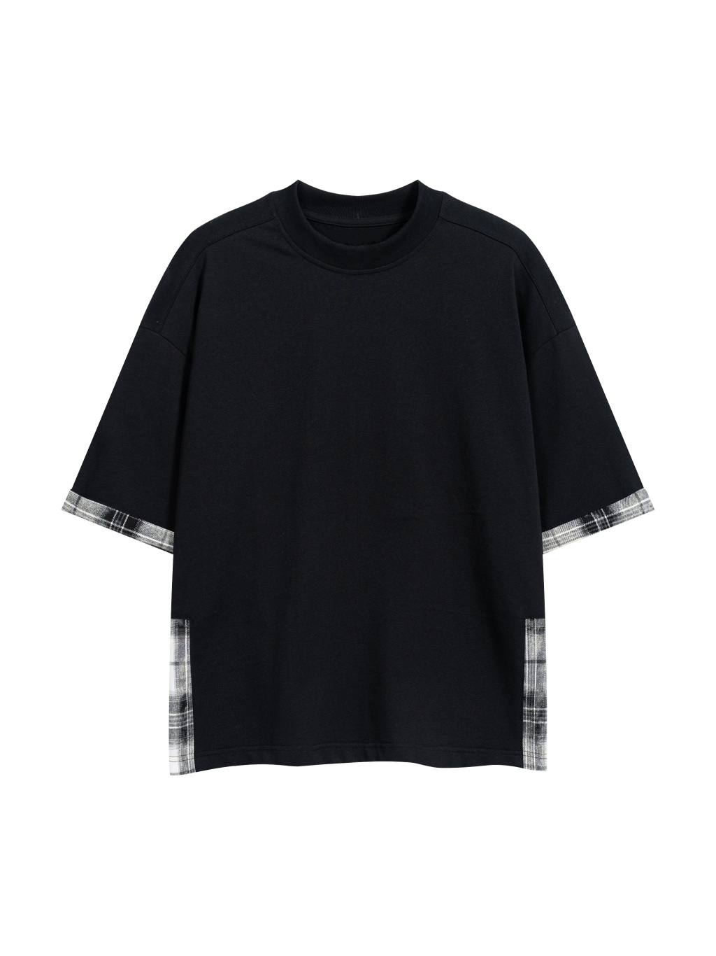 Unisex Plaid Paneled T-Shirt