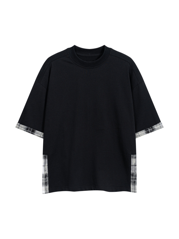 Unisex Plaid Paneled T-Shirt